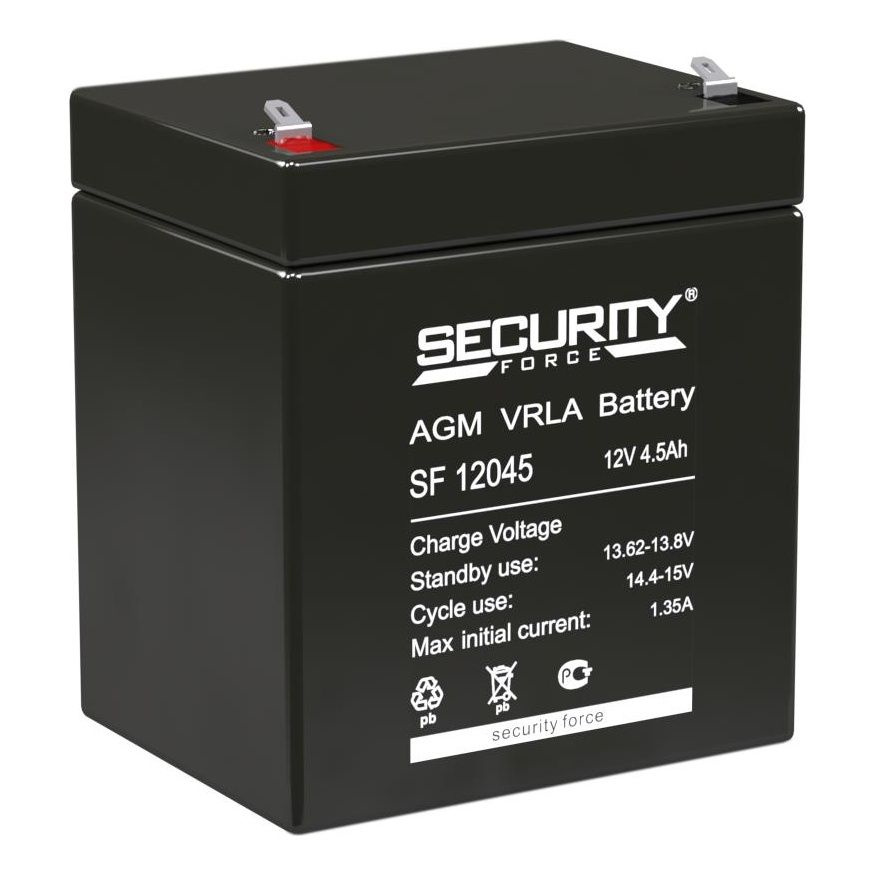 Универсальный cвинцово-кислотный аккумулятор Security Force SF 12045 АКБ 4,5 а/ч 12В  #1