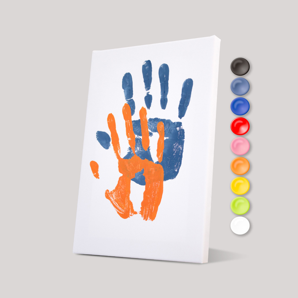 Набор для рисования Порадуй, для создания отпечатков рук, для семьи, белый холст на подрамнике и акриловые #1