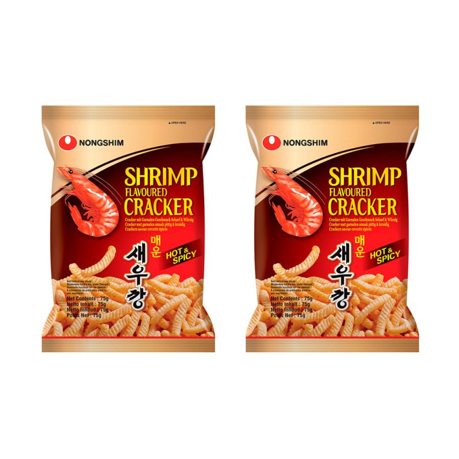 Чипсы креветочные запеченые острые Nongshim, 2 шт. по 75 г #1