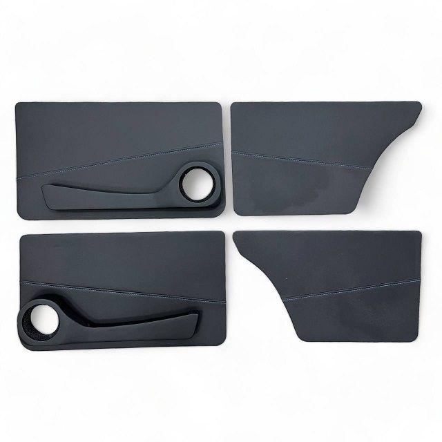 Обшивка дверей на ВАЗ 2101-2107, эко-кожа, цвет черный, строчка синяя  #1