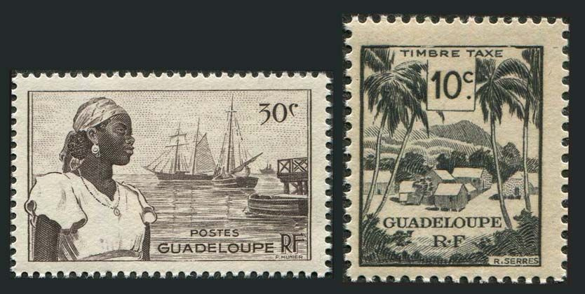 Гваделупа-1947. Местные мотивы. Серия из 2 марок. Негашеная  #1