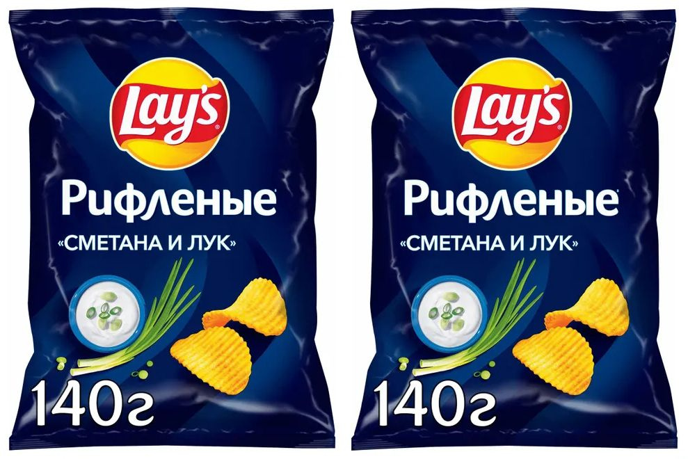 Чипсы картофельные Lays Сметана и Лук 140 грамм - 2 штуки #1