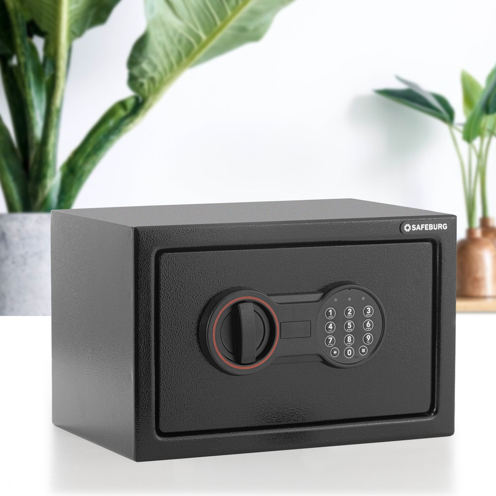 Мебельный сейф для денег и документов SAFEBURG SB-200 BLACK с электронным кодовым замком 31х20х20 см/ #1