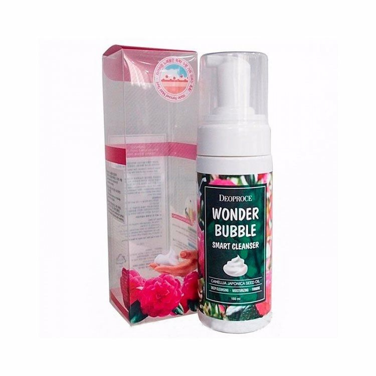 Пенка с маслом камелии для очищения и снятия макияжа лица Deoproce Wonder Bubble Smart Cleanser 150ml #1