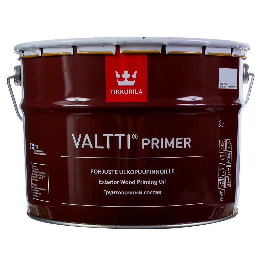 Грунтовка для обработки деревянных фасадов Tikkurila Valtti Primer прозрачная 9 л  #1