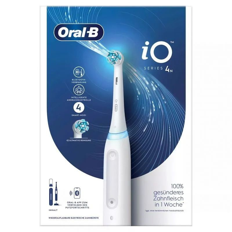 Электрическая зубная щетка Oral-B iO 4 Quite White с датчиком давления + дорожный футляр, 4 режима  #1
