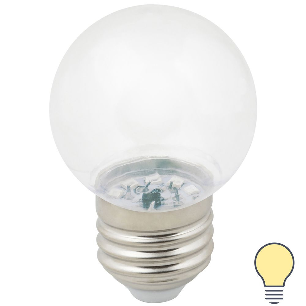 Лампа светодиодная Volpe E27 220 В 1 Вт шар прозрачный 80 лм тёплый белый свет  #1