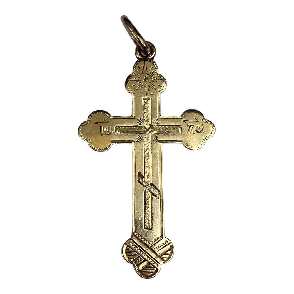 Золотой православный крест, 56 проба,1850-1885 гг., (НП) Российская Империя  #1