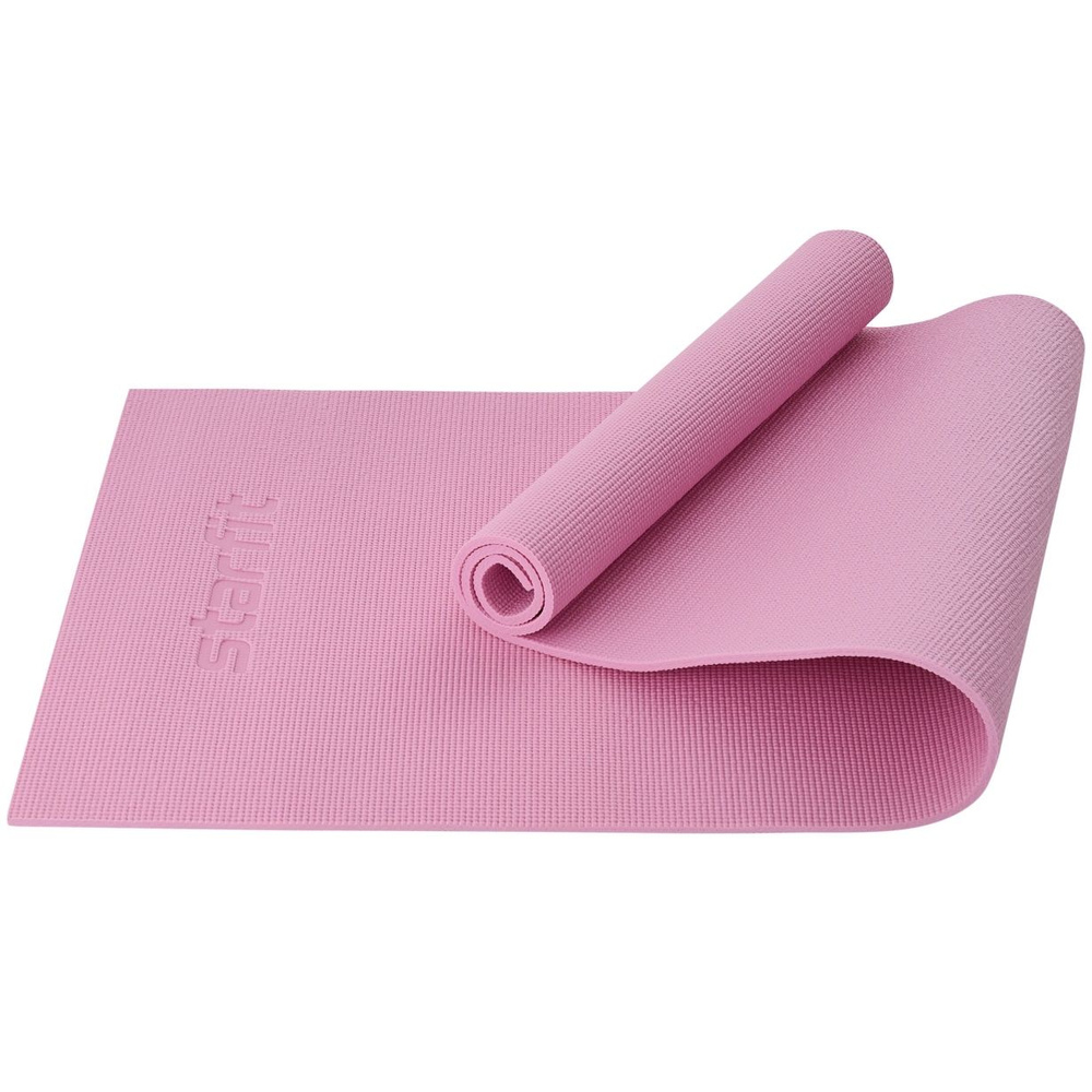 Коврик для йоги и фитнеса FM-101, PVC, 183x61x0,8 см, розовый пастель  #1