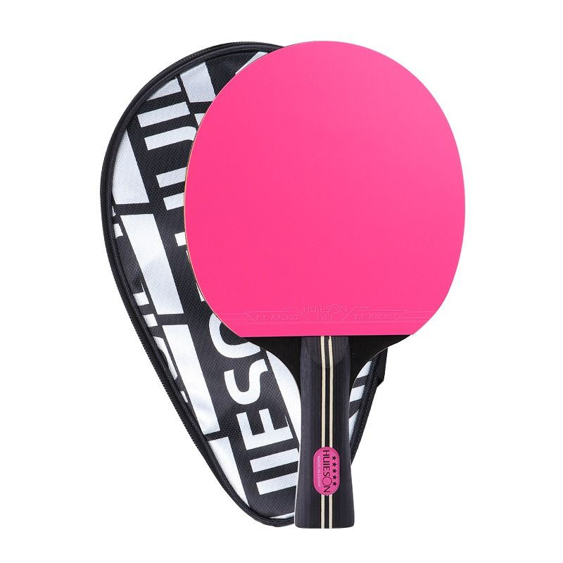Профессиональная Розовая ракетка 5 звёзд + чехол, для настольного тенниса  #1
