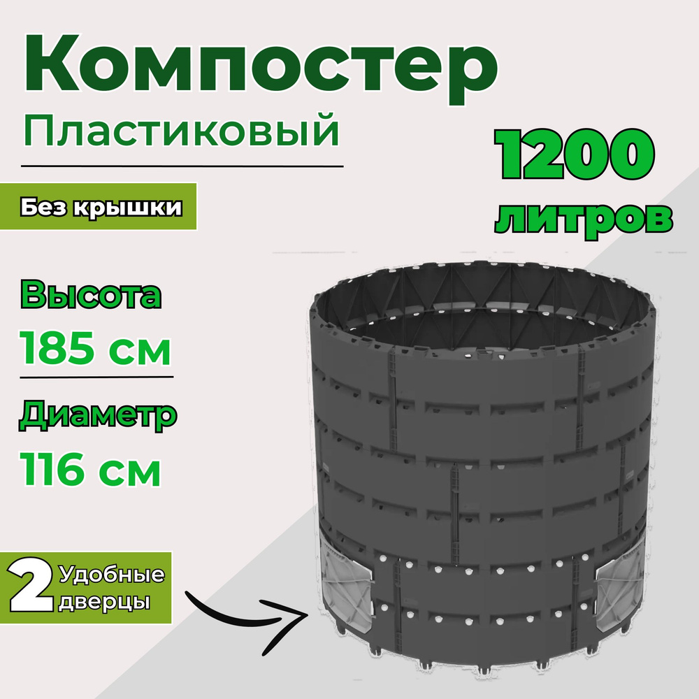 Компостер садовый пластиковый 1200л без крышки и без дна, Ф 1,16м, высота 1,48м  #1