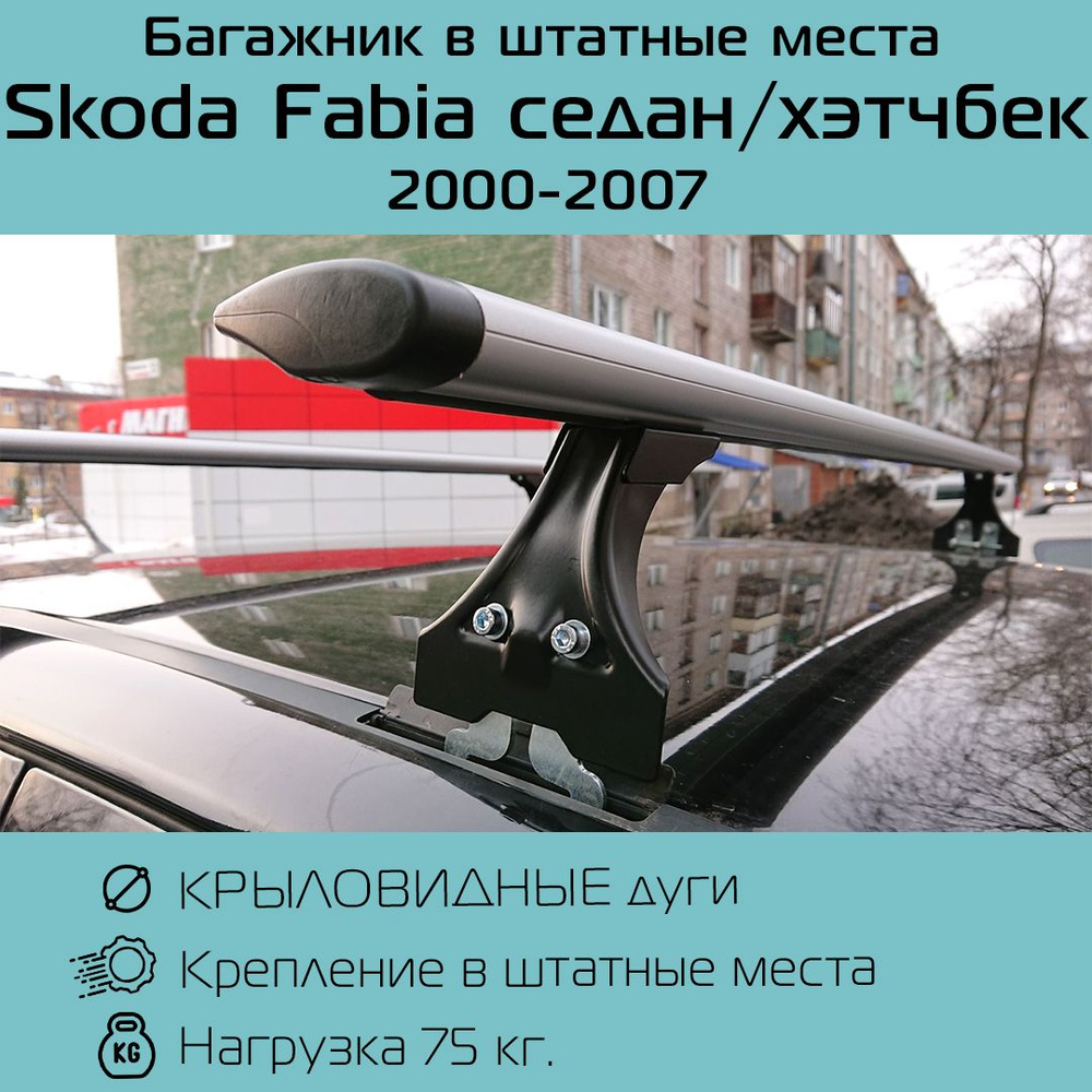 Багажник на крышу крыловидный Delta Polo для Skoda Fabia седан / хэтчбек (2000 - 2007) / Шкода Фабиа #1