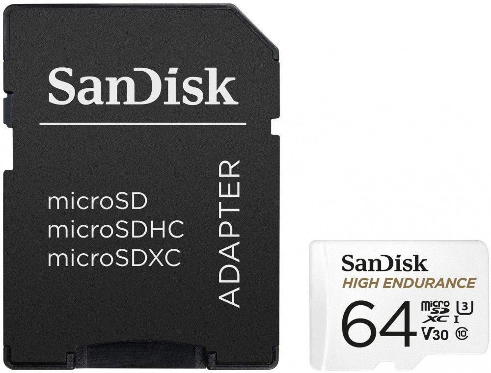 Карта памяти 64Gb MicroSD SanDisk High Endurance + SD адаптер (SDSQQNR-064G-GN6IA), SDSQQNR-064G-GN6IA #1