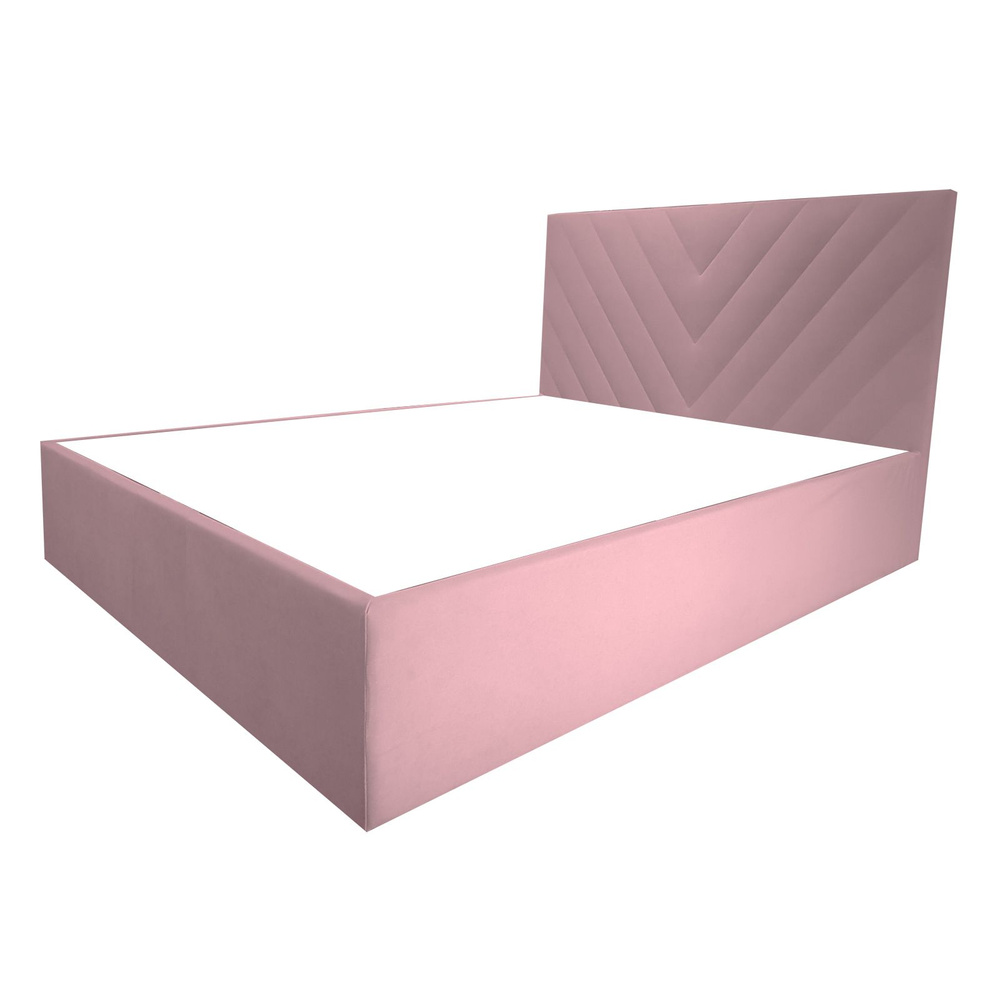 Двуспальная кровать Канди Эко 160x200 основание металлическое с ламелями велюр розовый ножки 13 см хром #1