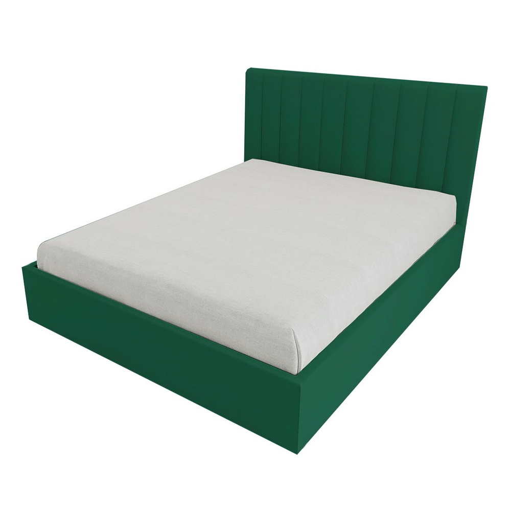 Двуспальная кровать Челси Эко 180x200 основание металлическое с ламелями велюр зеленый без ножек  #1