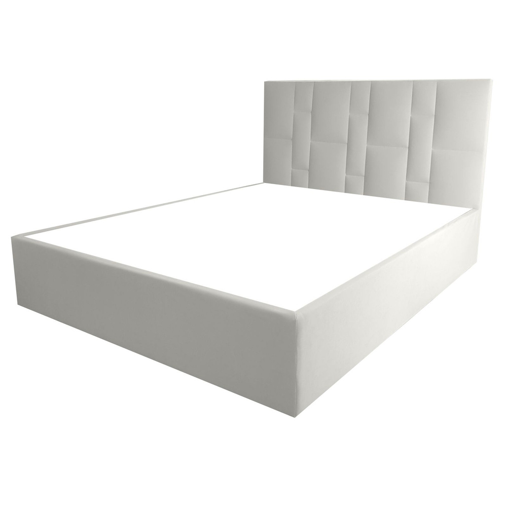 Двуспальная кровать Манхэттен Эко 180x200 основание металлическое с ламелями велюр белый ножки 5 см  #1