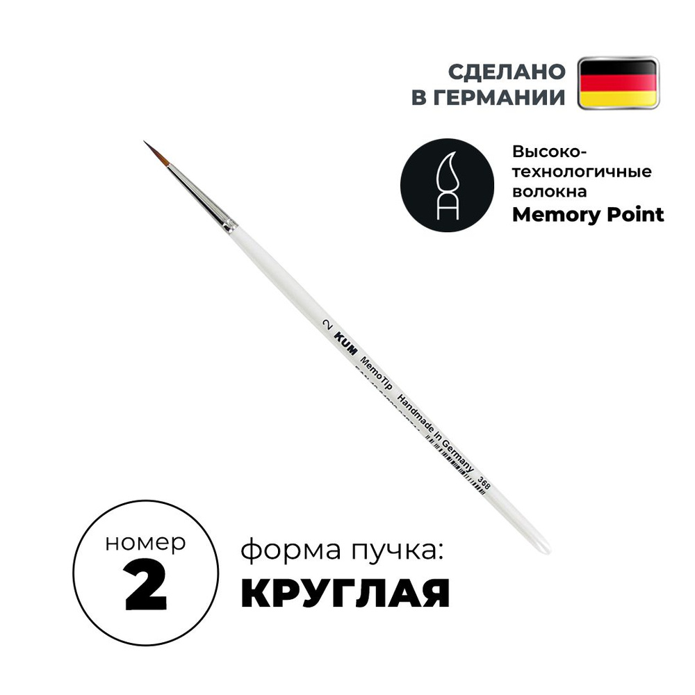 Кисть круглая KUM Memory Point синтетика RS №2 KUM-5113611 #1