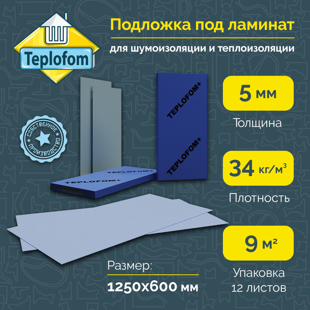 Teplofom Подложка под напольные покрытия, 5 мм, 12 шт. #1