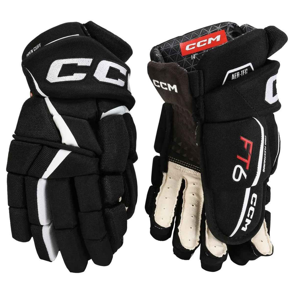 Перчатки хоккейные CCM JETSPEED FT6 SR (BLK/WHT 14") #1