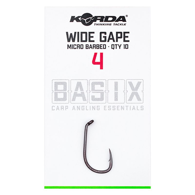 KORDA Крючок Basix Wide Gape 4 с микробородкой 10шт #1