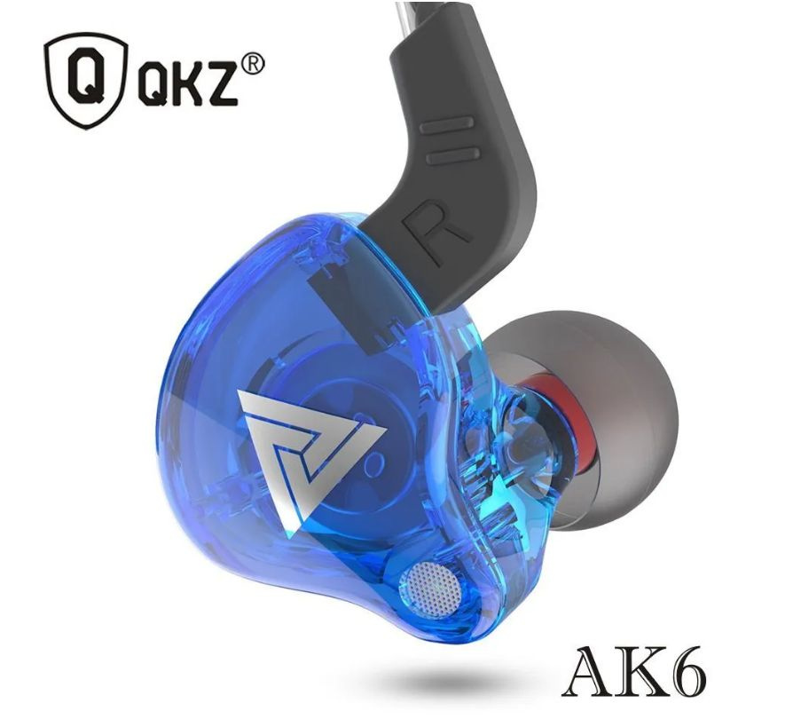 Проводные HiFi наушники QKZ AK6 для телефона, ноутбука, внутриканальные, , 3.5 мм с микрофоном, синие #1