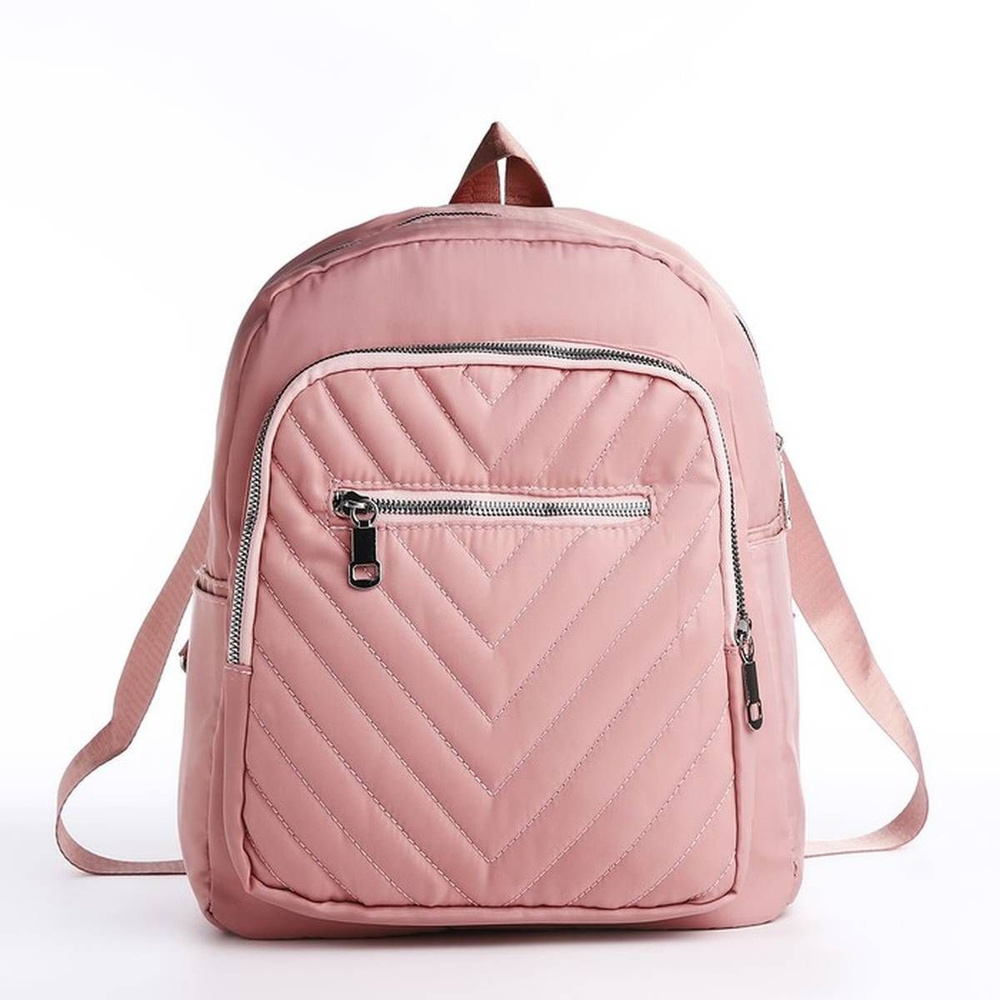 Рюкзак, на молнии, 2 кармана, 27 х 13 х 37 см, цвет розовый, 1 шт  #1