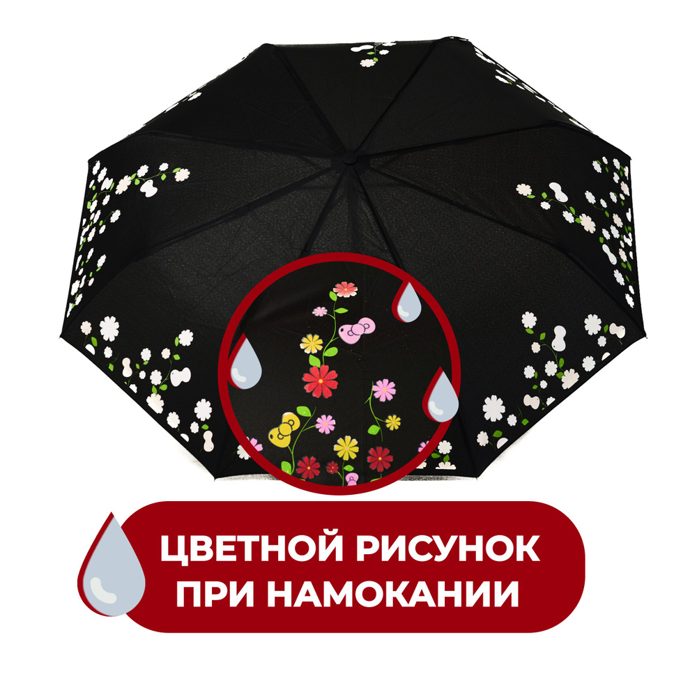 Зонт женский автомат антиветер "Проявляшка" Raindrops #1