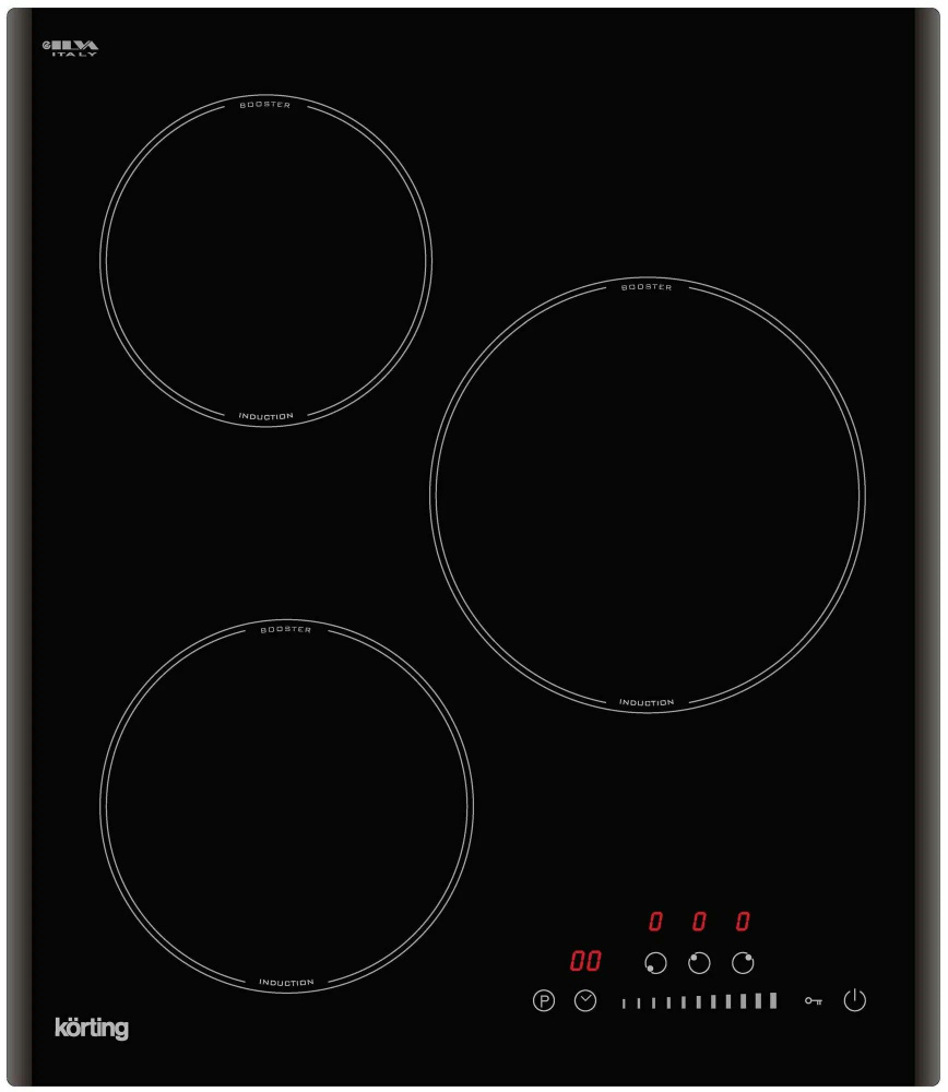 Встраиваемая электрическая варочная панель Korting HI 43053 B, независимая, 3 конфорки, 9 уровней, черная #1