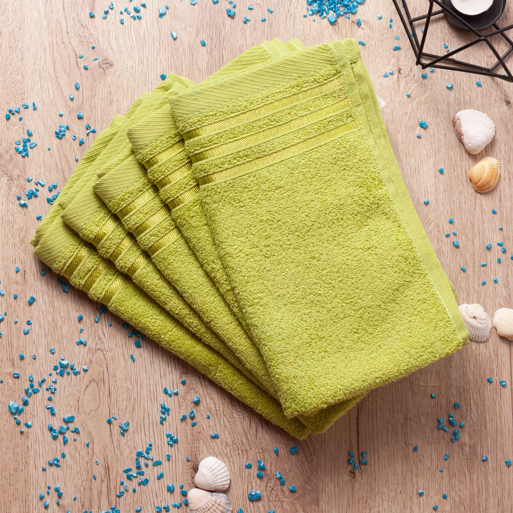Полотенце для рук махровое - 5 шт, 30х50 см, Casa Conforte Бриз, зеленое  #1