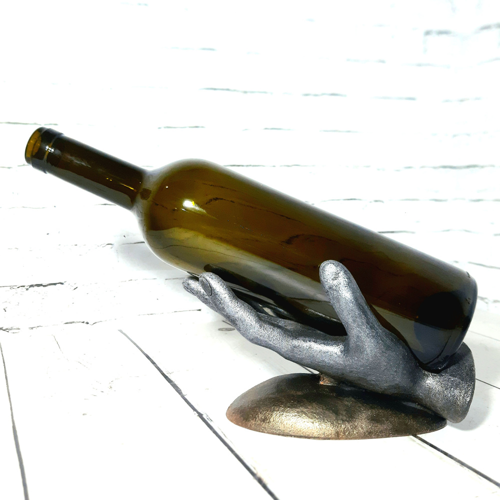 Держатель для бутылок интерьерный "Рука" 20*14*9см, серебро/бронза, материал полистоун.  #1