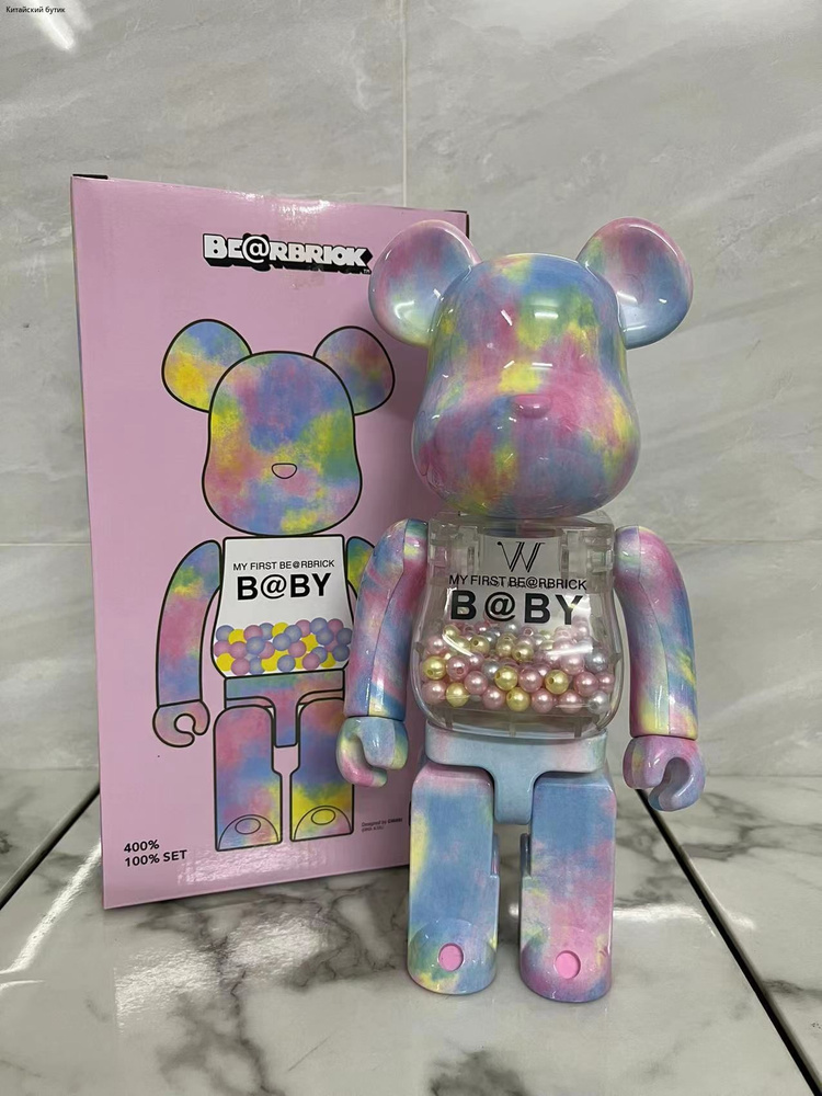 Bearbrick400%28см Игрушечная Статуя Медведя,28,Зефир,прозрачный,светло-розовый  #1