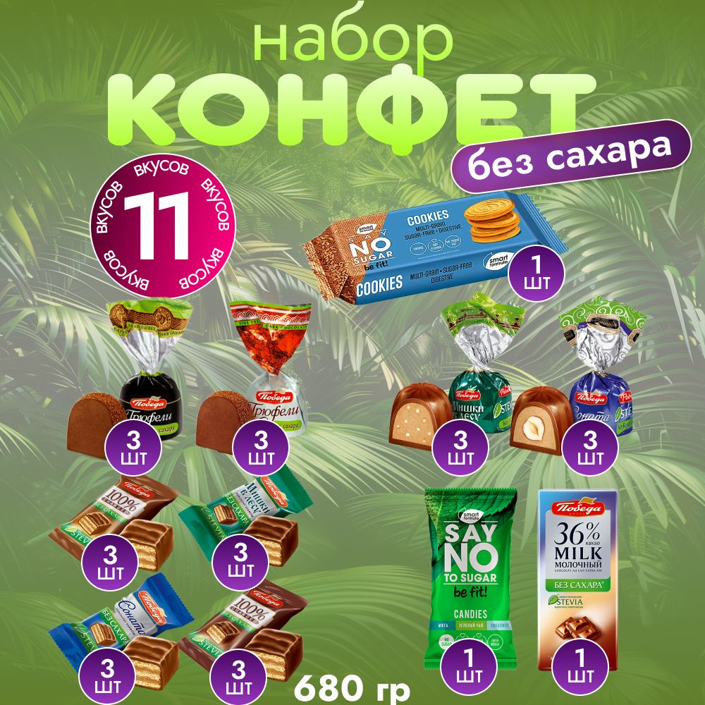 Конфеты шоколадные без сахара, трюфели 660гр. #1