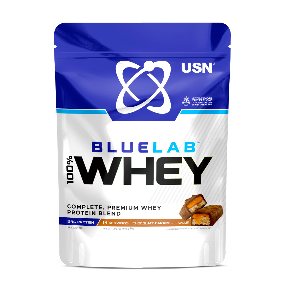 USN Протеин сывороточный, BlueLab Whey 476 грамм (Карамель - Шоколад)  #1