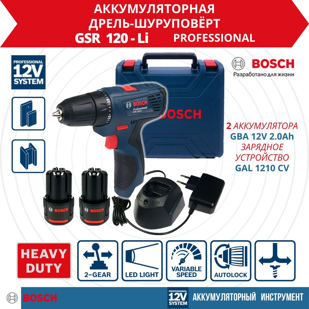 Bosch Шуруповерт, 12 В, 30 Нм, 2 АКБ #1