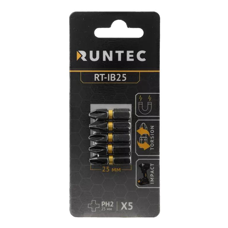 Бита ударная RUNTEC H6.35 25мм PH2 5шт. RUNTEC RT-IB25 #1