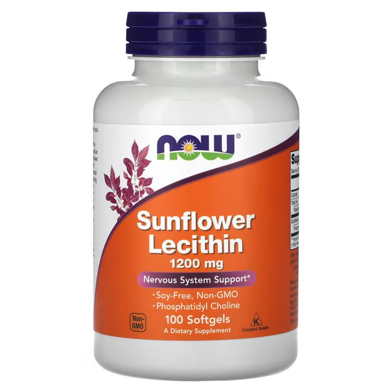 Now, Лецитин подсолнечника, Sunflower Lecithin, 1200 мг, 100 капсул #1