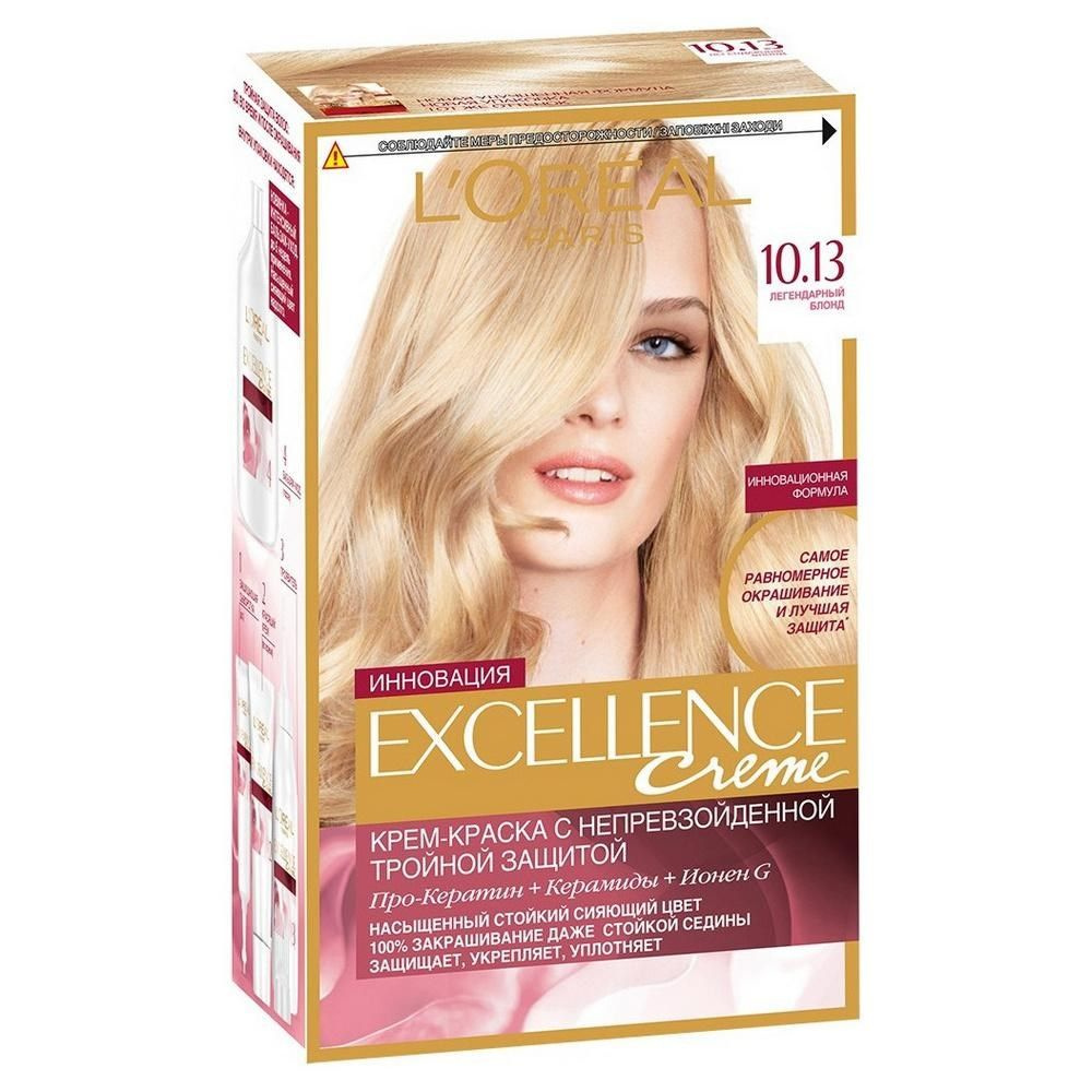 Крем-краска для волос L'Oreal Paris Excellence creme 10.13 Легендарный блонд, 176 мл, 2 штуки  #1