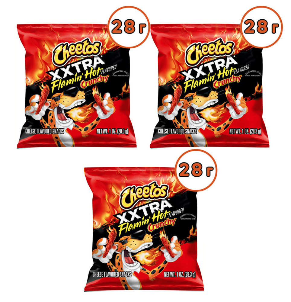 Кукурузные чипсы Cheetos Crunchy XXTRA Flamin' Hot 3 шт. по 28.3 г США #1