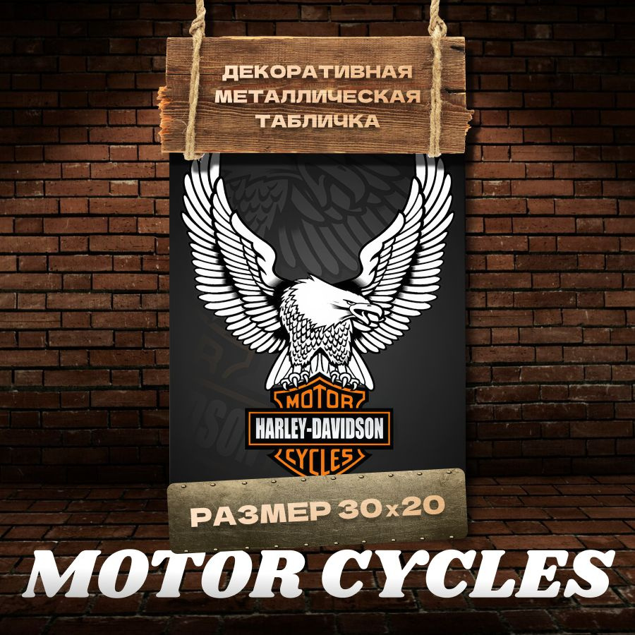 Табличка на стену металлическая декоративная MOTOR CYCLES винтаж 20х30 см  #1