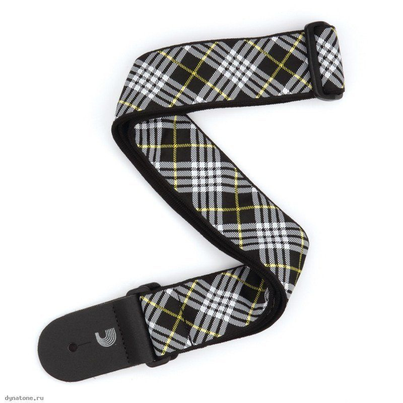 Planet Waves T20w1503 гитарный ремень без наплечника, текстиль, 50мм, клетка, Black, White, Yellow T #1