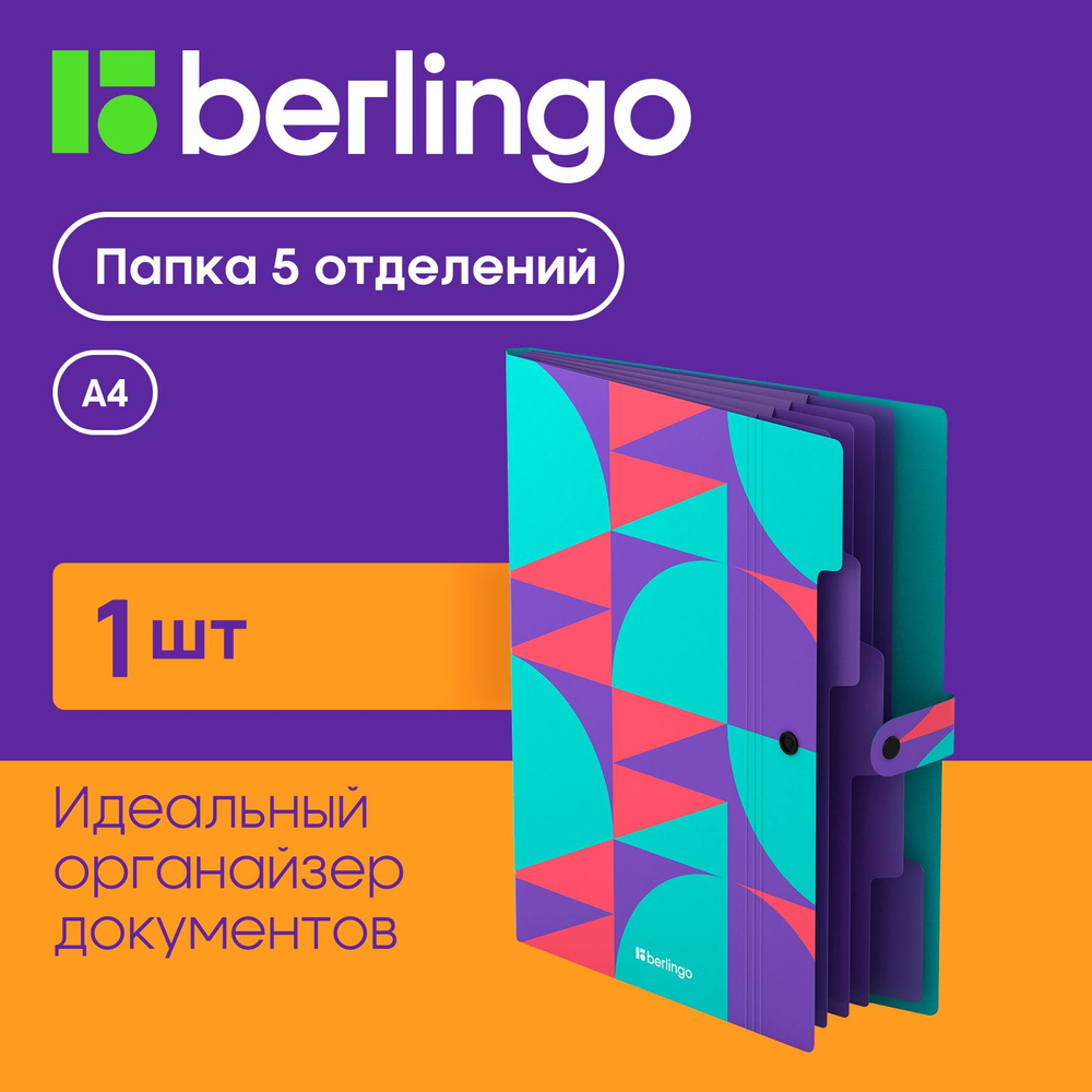 Папка органайзер для документов Berlingo "Neonometry", А4, семейная, 600 мкм, на кнопке  #1