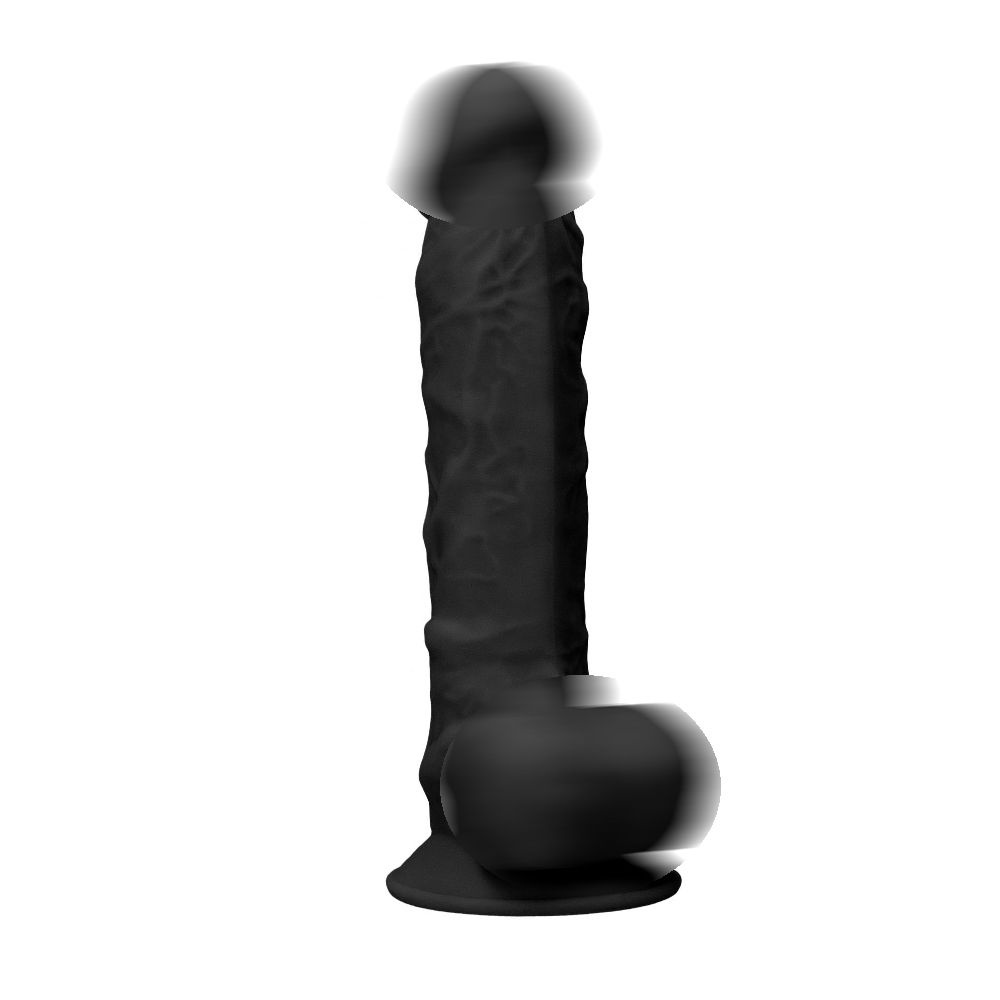 Черный фаллоимитатор Realistic Cock With Scrotum - 22,8 см. #1