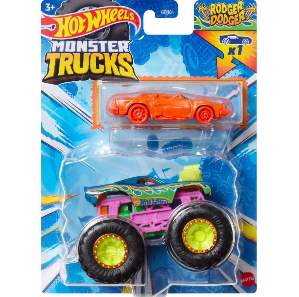 Монстр трак Хот вилс, машинки для мальчиков Mattel, машина Hot Wheels Monster Truck 2 шт Rodger Dodger #1