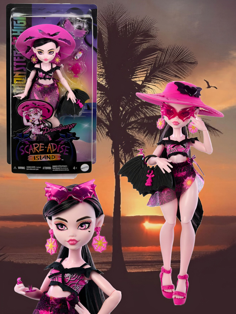 Монстр Хай Дракулаура пляж Scare-Adise Island Draculaura Fashion Doll with Swimsuit Accessories  #1