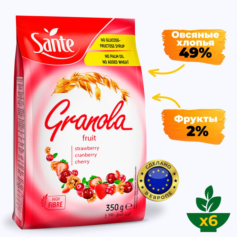 Гранола для завтрака Sante Фруктовая с фруктами, 350 гр #1