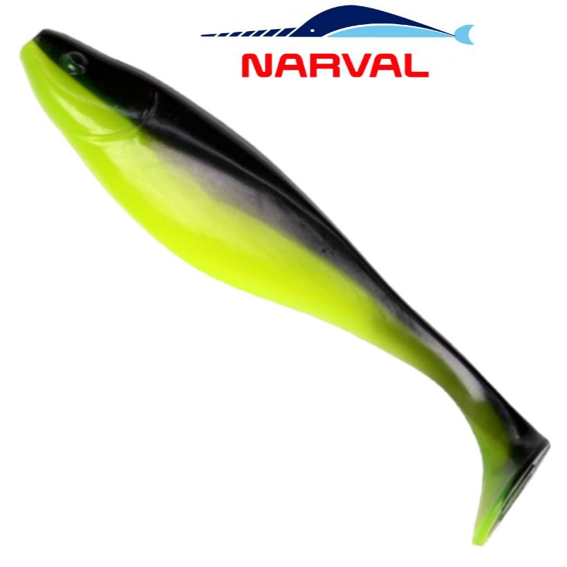 Приманка силиконовая Narval Commander Shad 10cm цв. #045 Black Lime / Виброхвост для джига на судака, #1