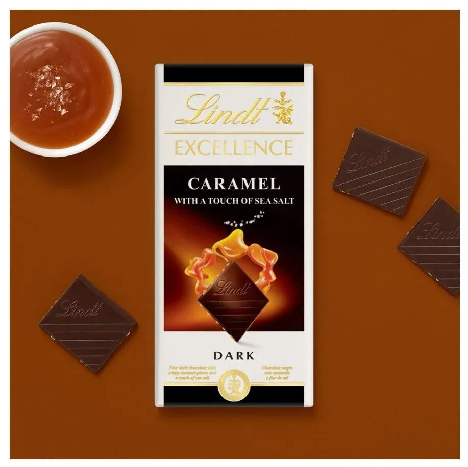 Шоколад LINDT EXCELLENCE CARAMEL Горький с Солью и карамелью 100г #1