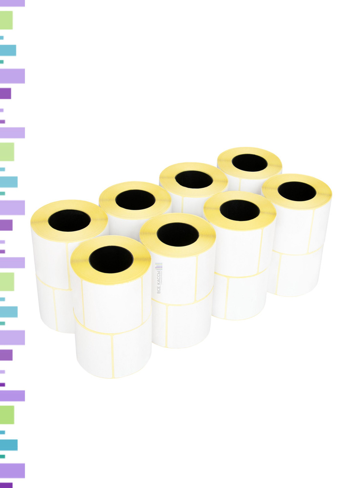 Термоэтикетка ЭКО 58х60, 16 роликов (400 шт в ролике) втулка 40 мм упаковка  #1