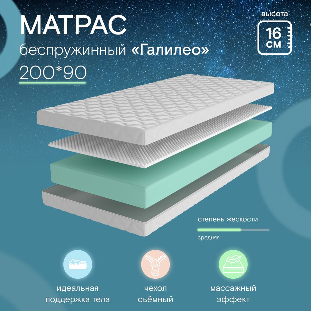 Ramelka Mattress Матрас в кроватку Галилео, Беспружинный, 90х200 см  #1