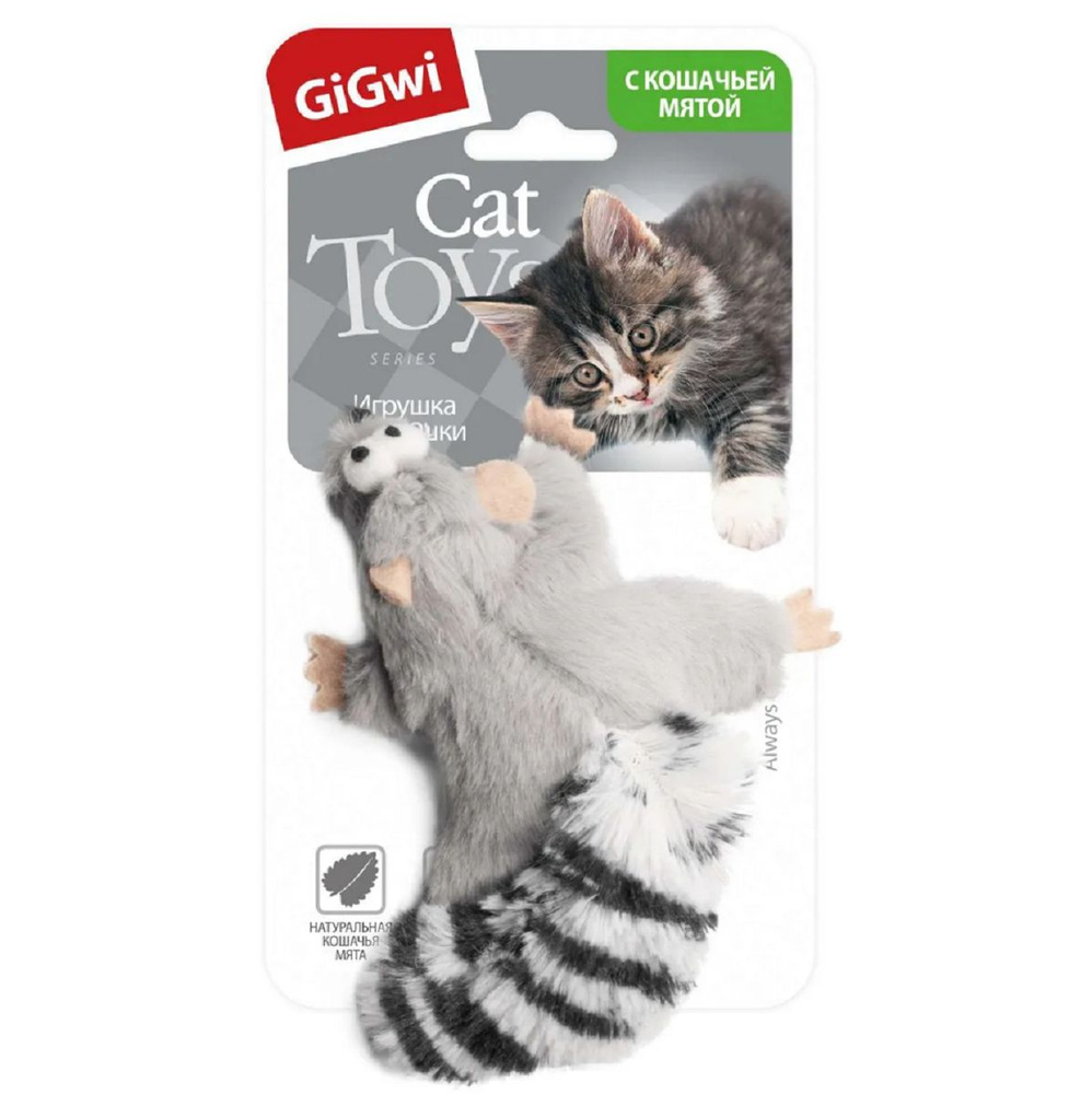 Игрушка для кошек Gigwi енот с кошачьей мятой 75384 8см #1